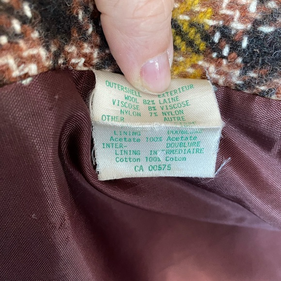 Price firm 70s VINTAGE Wool plaid tweed wide lapel belted trench pea tailored - Picture 10 of 14